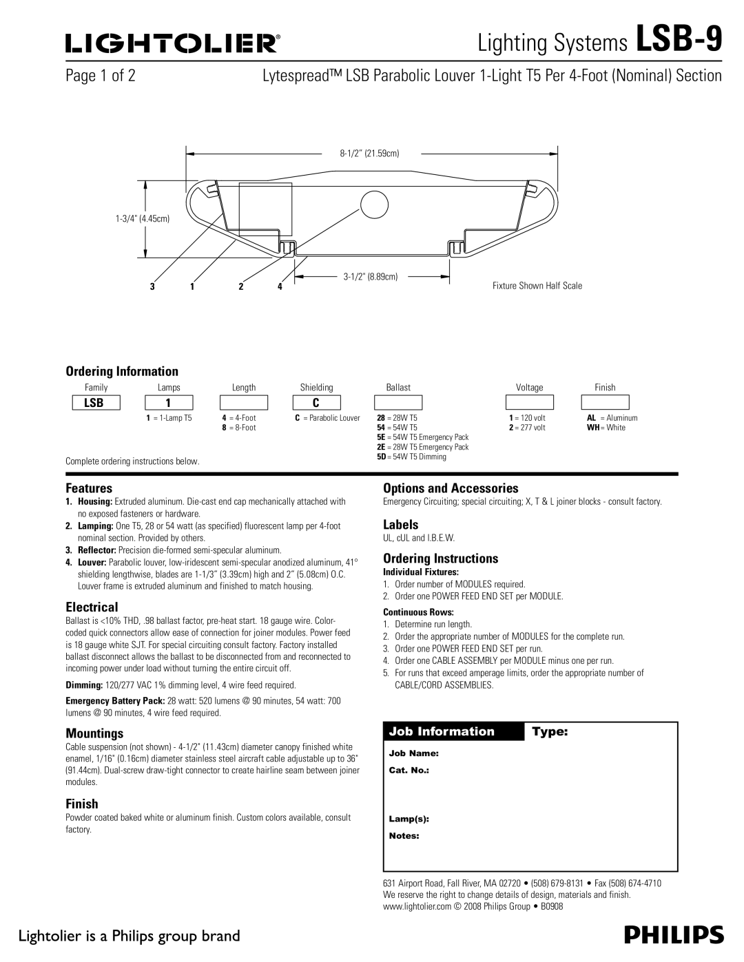 Lightolier LSB-9 manual 1BHF PG  