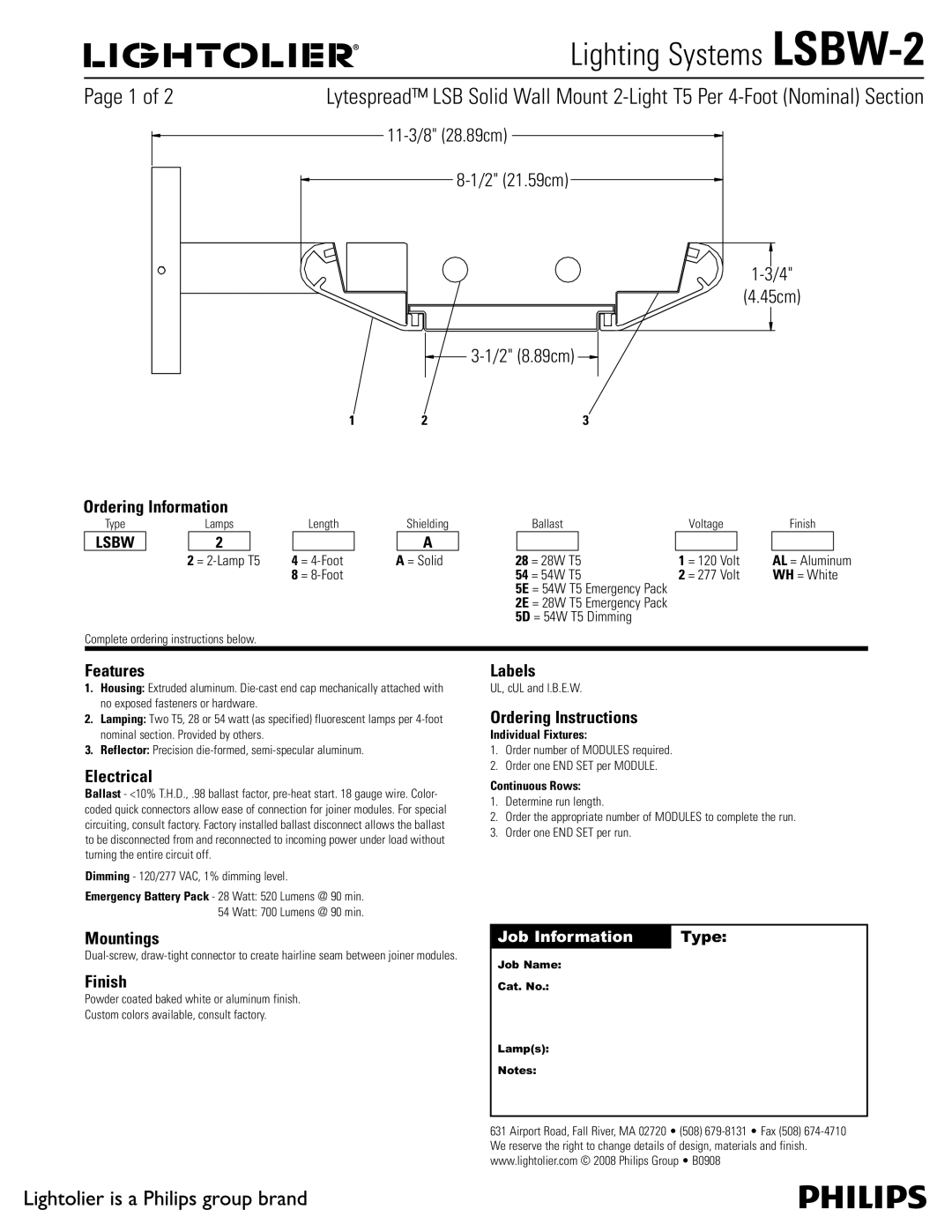 Lightolier LSBW-2 manual 1BHFPG 