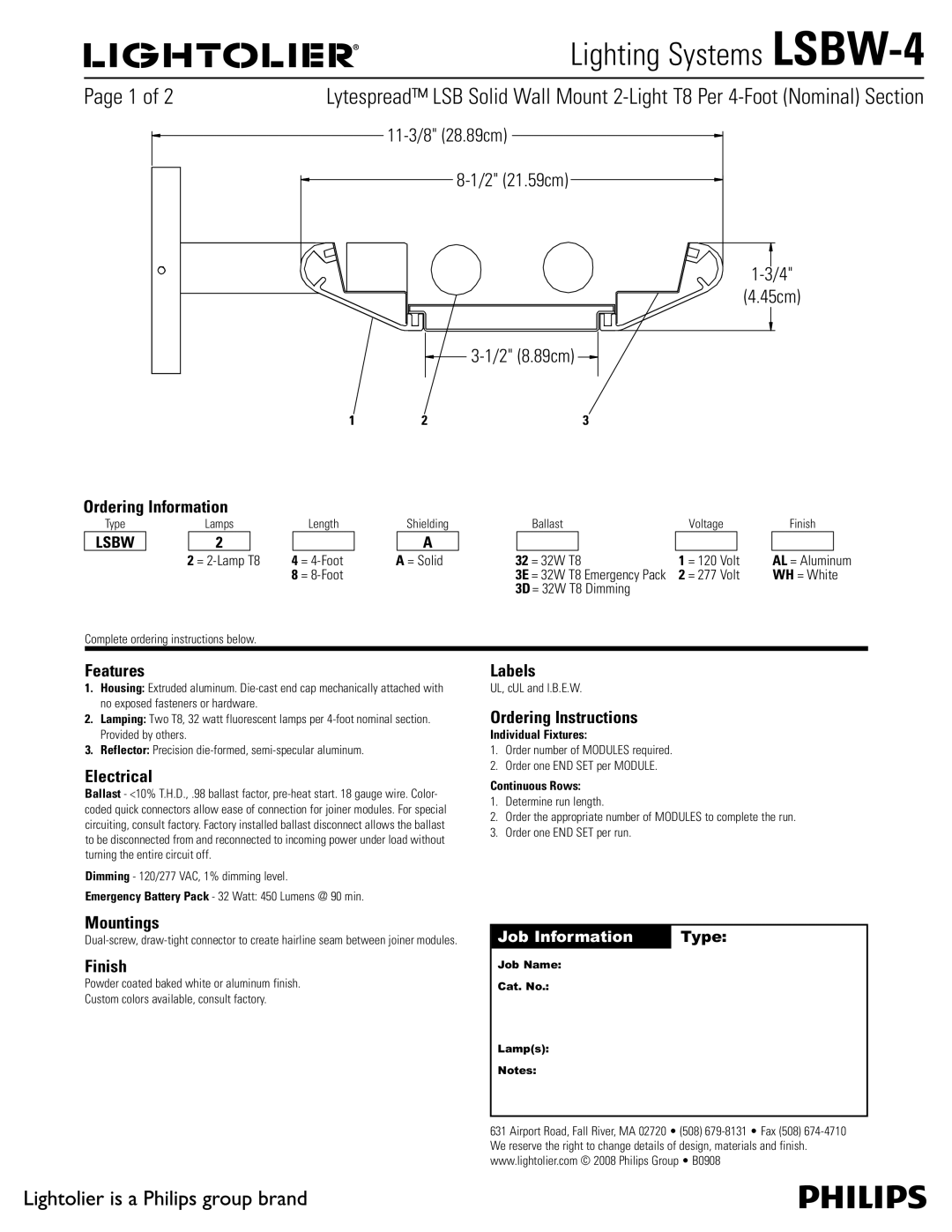 Lightolier LSBW-4 manual 1BHFPG 