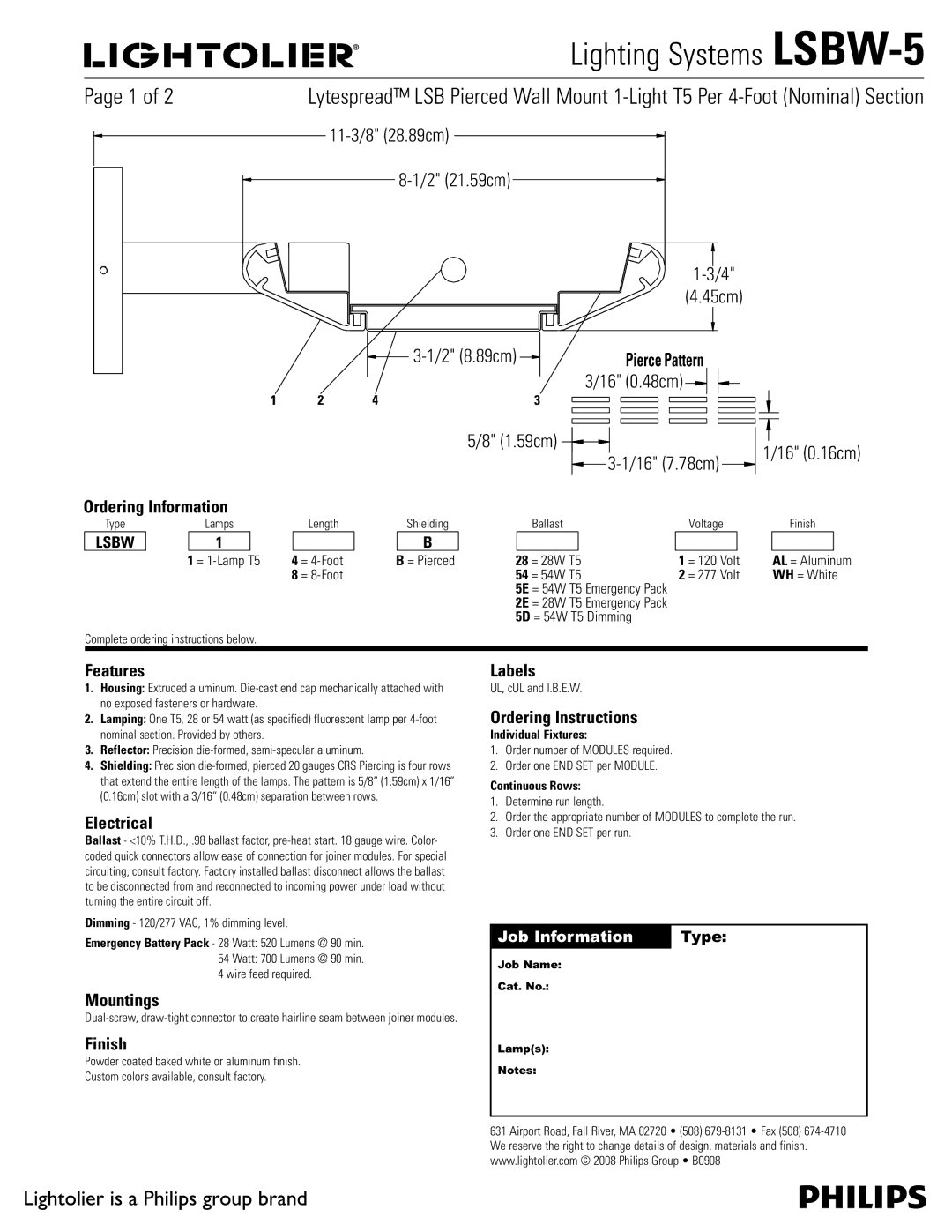 Lightolier LSBW-5 manual 1BHF PG  