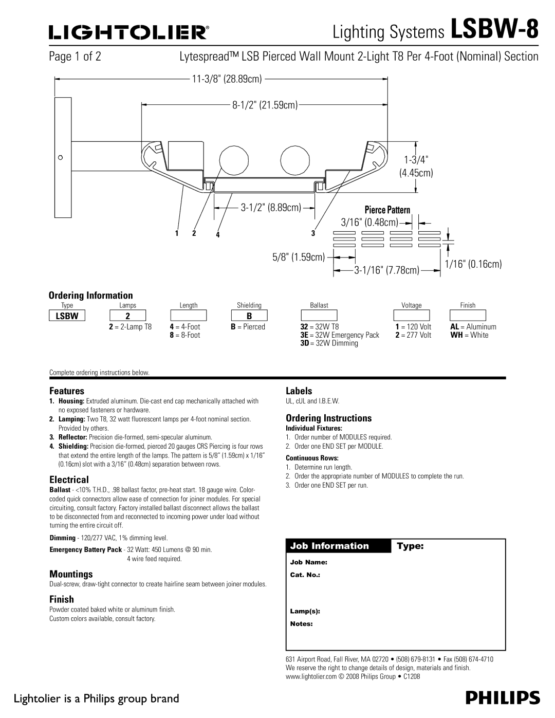 Lightolier LSBW-8 manual 1BHF PG  
