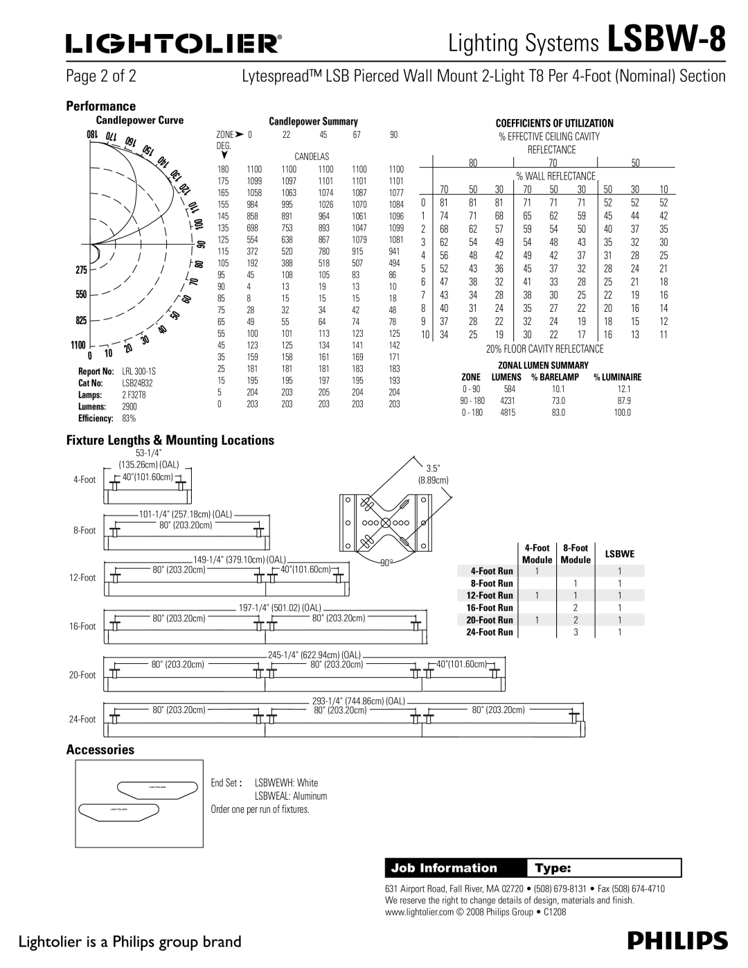 Lightolier LSBW-8 manual 1BHFPG 