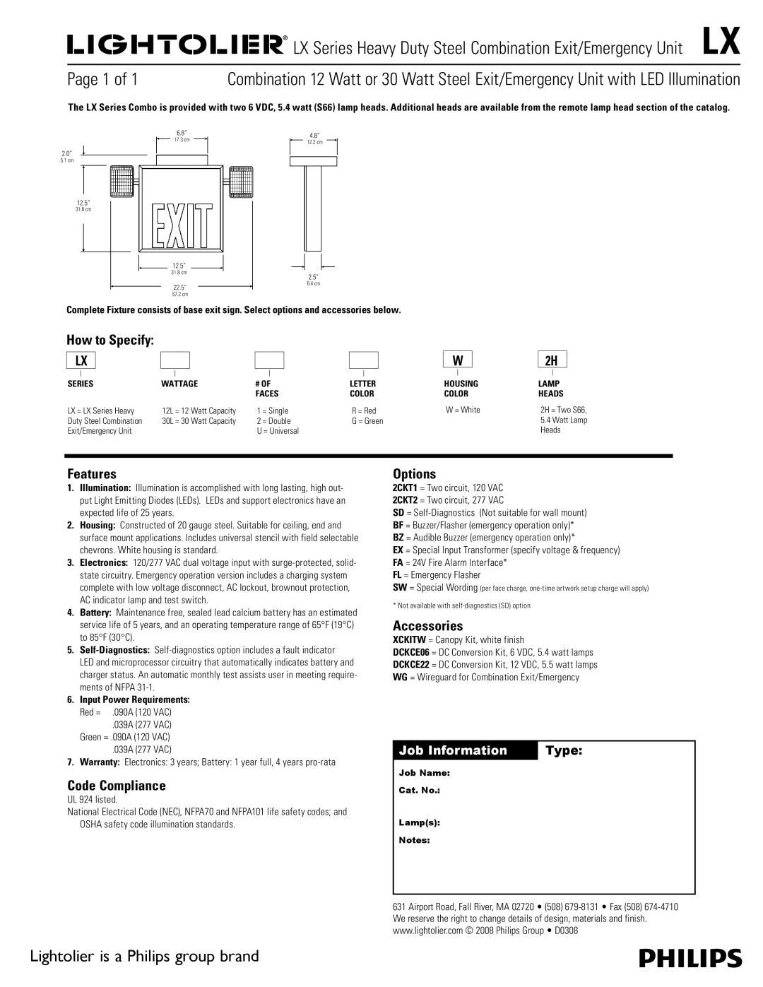 Lightolier LX Series warranty Lightolier is a Philips group brand 