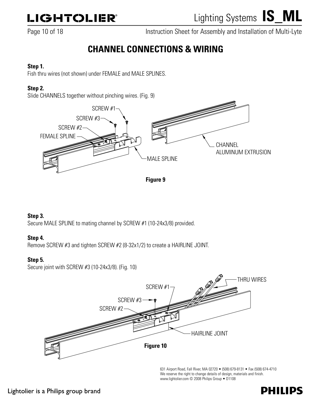 Lightolier MME & MFE, MMC & MFC Channel Connections & Wiring, Step, 4MJEF$//&-4UPHFUIFSXJUIPVUQJODIJOHXJSFT JH 