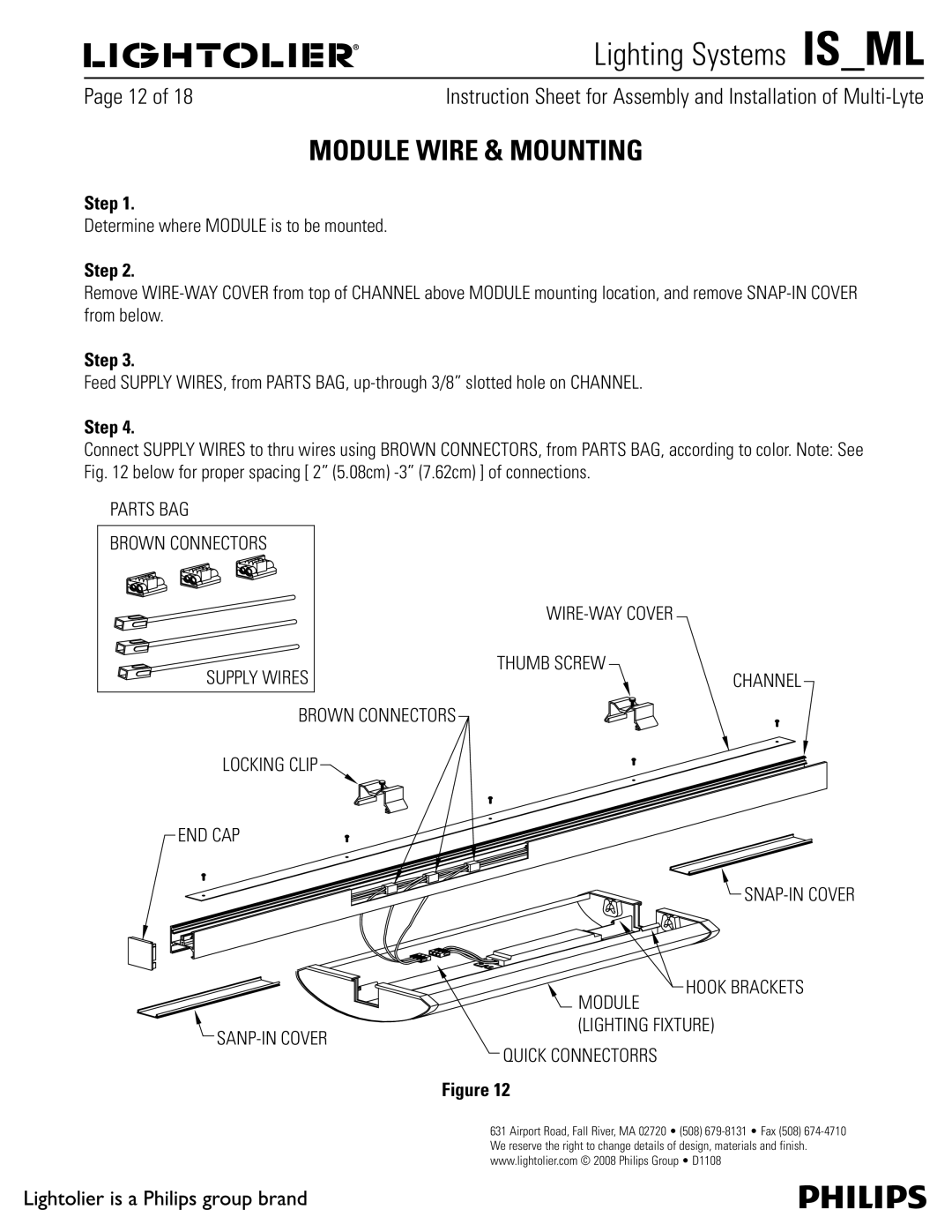 Lightolier MMC & MFC, MMA & MFA, ML Module Wire & Mounting, FUFSNJOFXIFSF.0%6-&JTUPCFNPVOUFE, GspnCfmpx, Parts BAG 