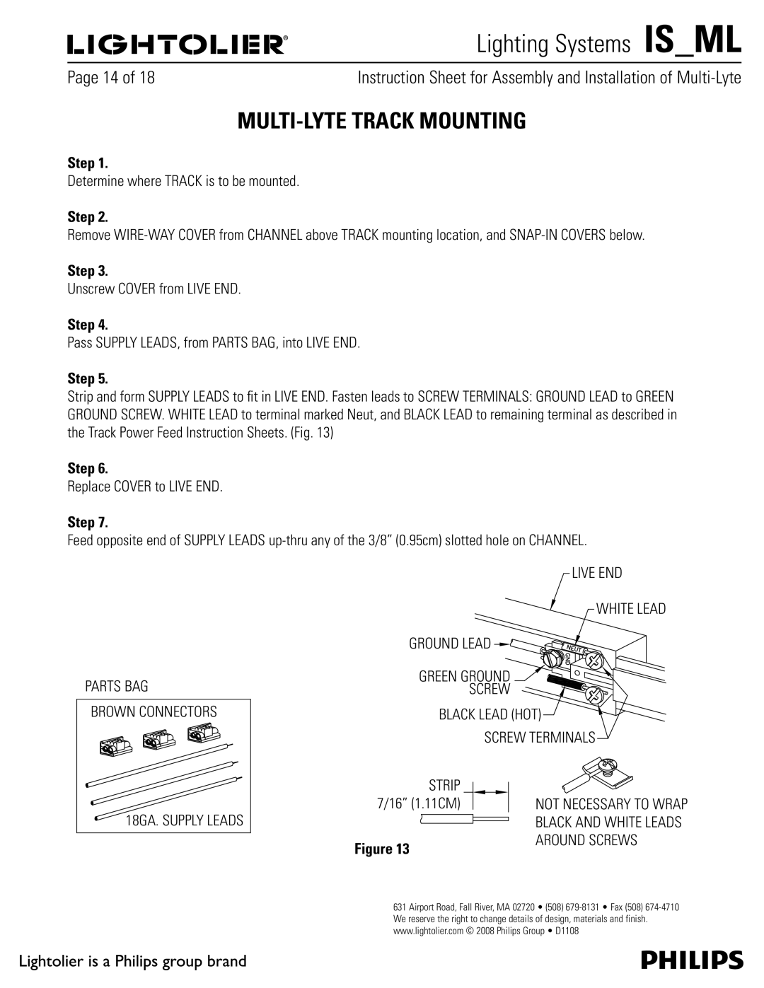 Lightolier MMD & MFD, MMC & MFC, MMA & MFA, ML, MME & MFE, MMB & MFB manual MULTI-LYTE Track Mounting 