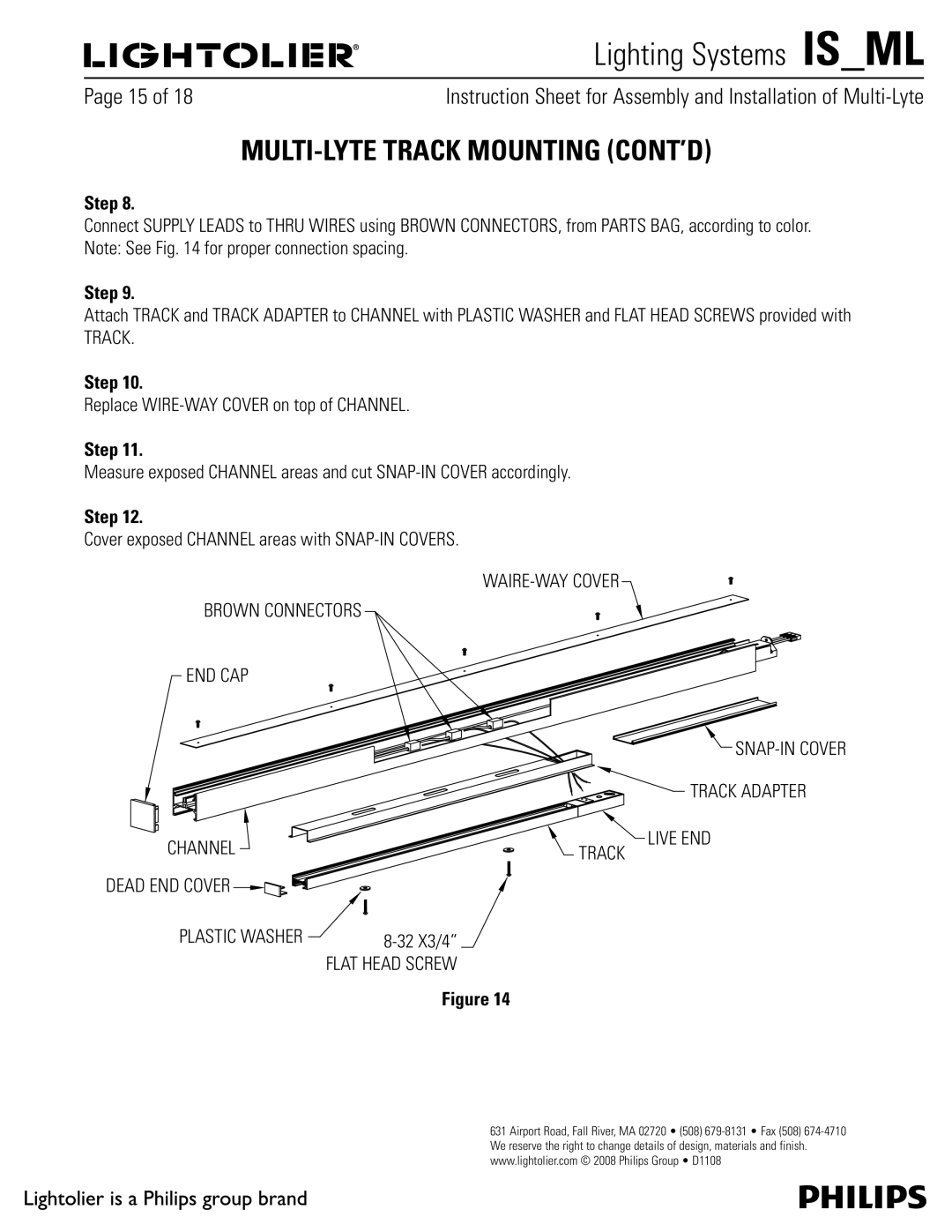 Lightolier ML, MMC & MFC, MMA & MFA, MMD & MFD, MME & MFE, MMB & MFB manual MULTI-LYTE Track Mounting CONT’D, 32 X3/4 