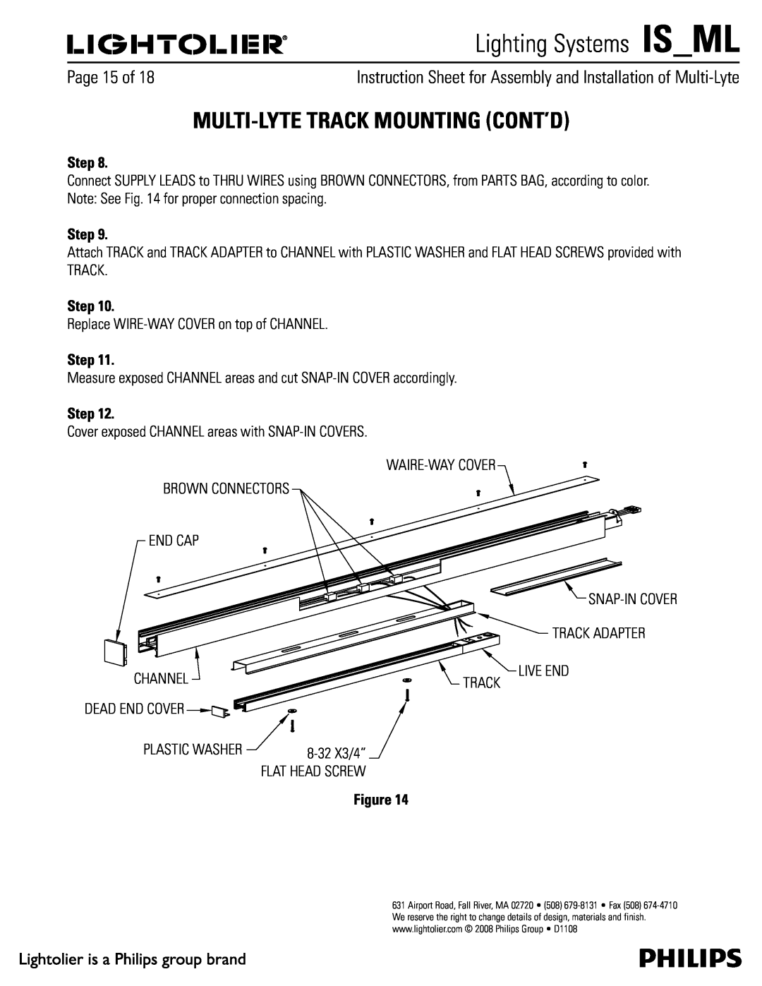 Lightolier MMC & MFC, MMA & MFA, MMD & MFD Multi-Lytetrack Mounting Cont’D, 1BHFPG, Lighting Systems IS ML, Step 