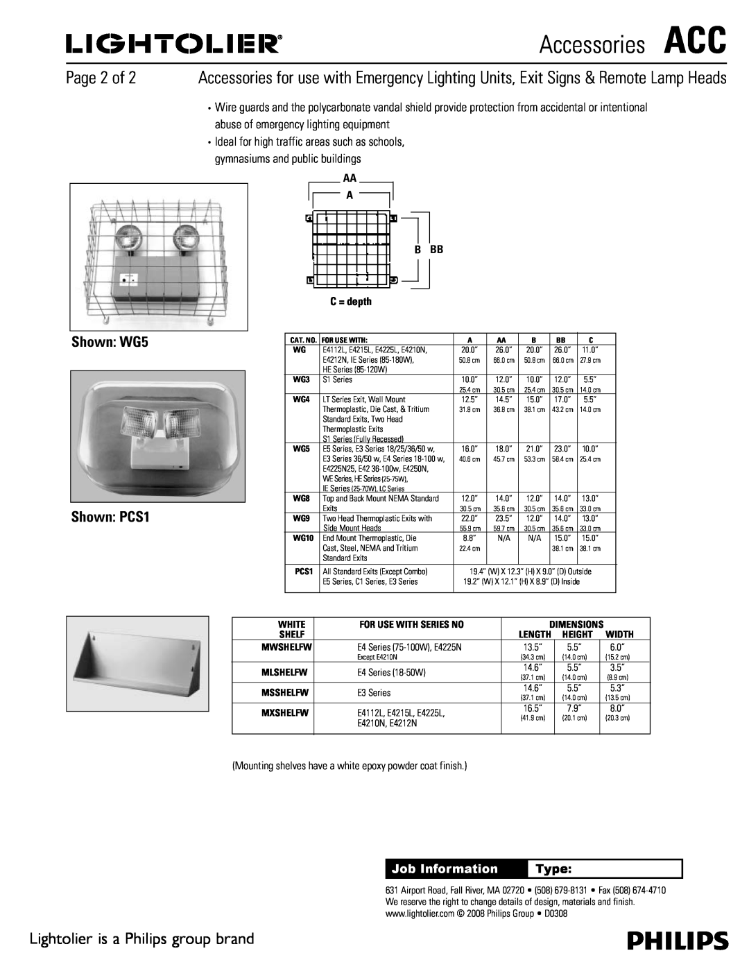 Lightolier MP AccessoriesACC, Page 2 of, Shown WG5 Shown PCS1, Type, Series 75-100W,E4225N, Series 18-50W, E4210N, E4212N 