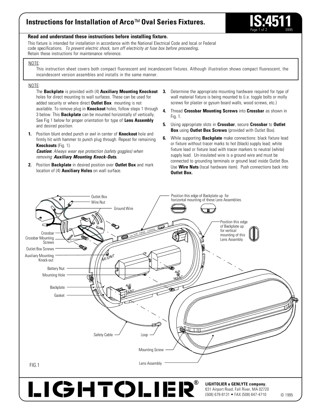 Lightolier Oval Series specifications IS4511 