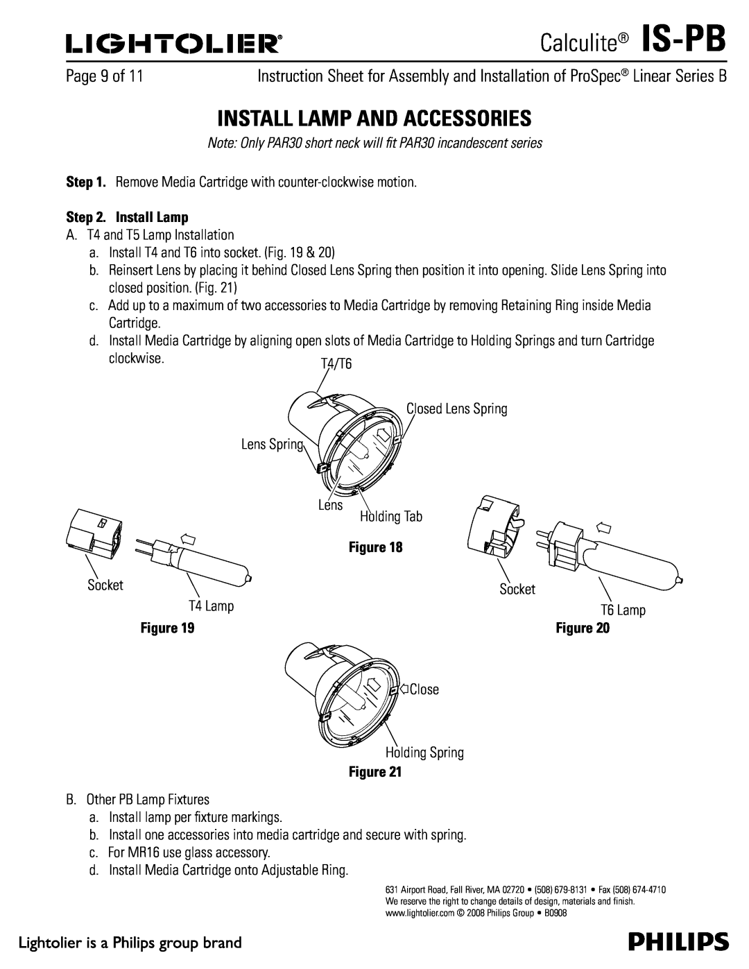 Lightolier PB manual Install Lamp And Accessories, $Bmdvmjuf Is-Pb 