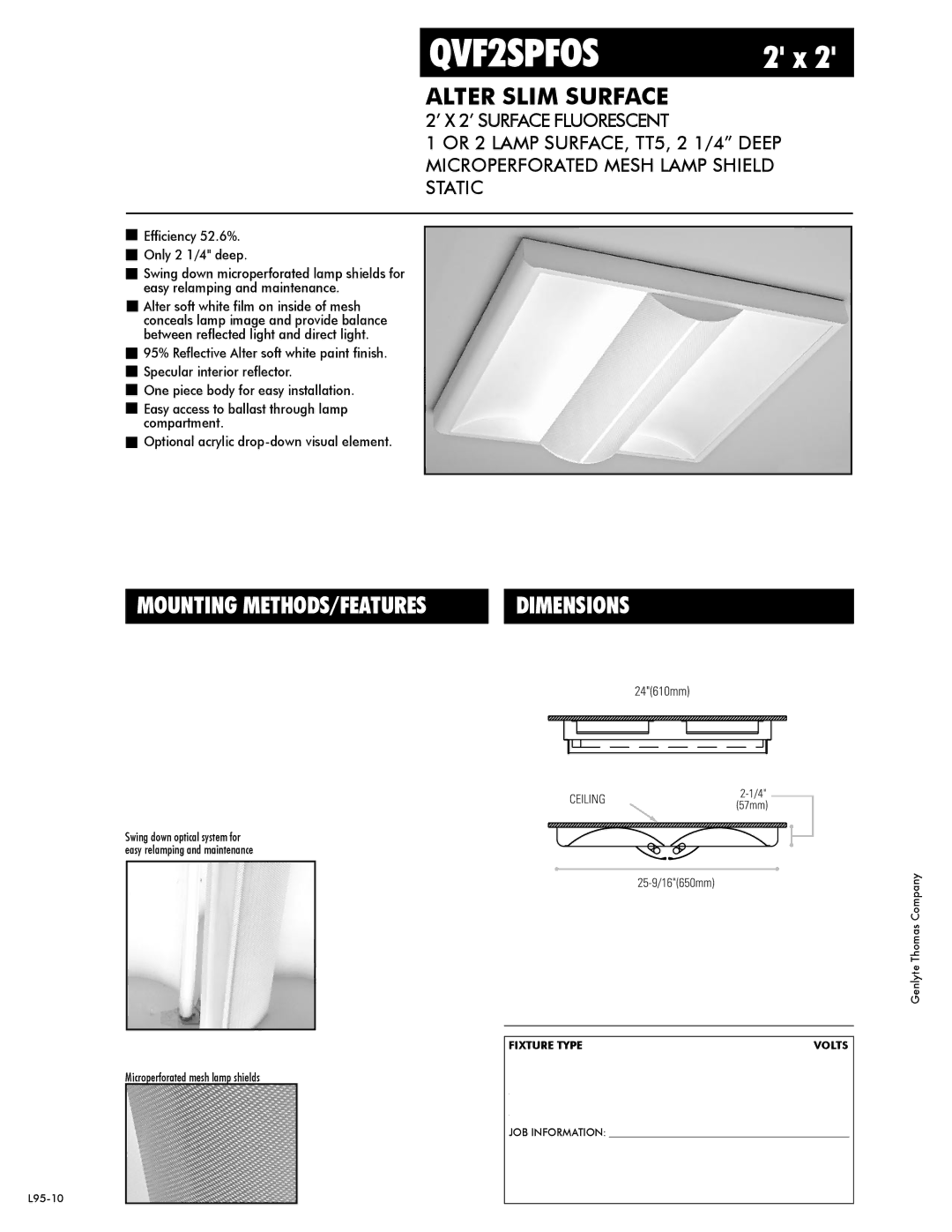 Lightolier QVF2SPFOS dimensions 