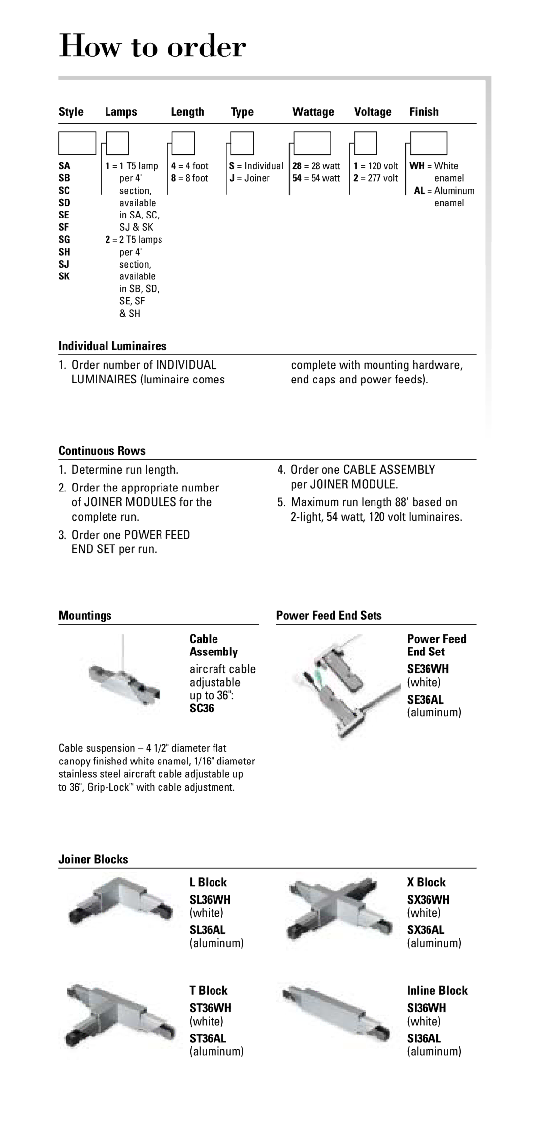 Lightolier T5 manual How to order 