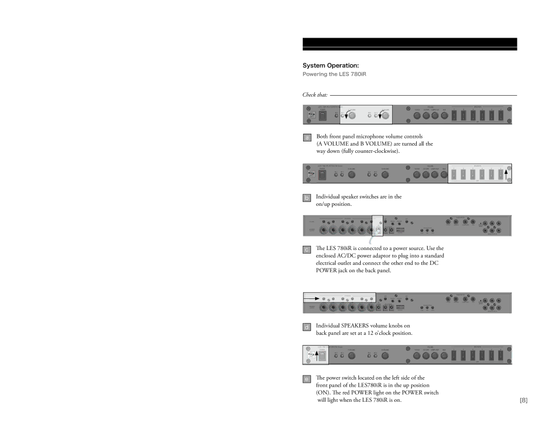 LightSpeed Technologies 780iR user manual System Operation, Check that 