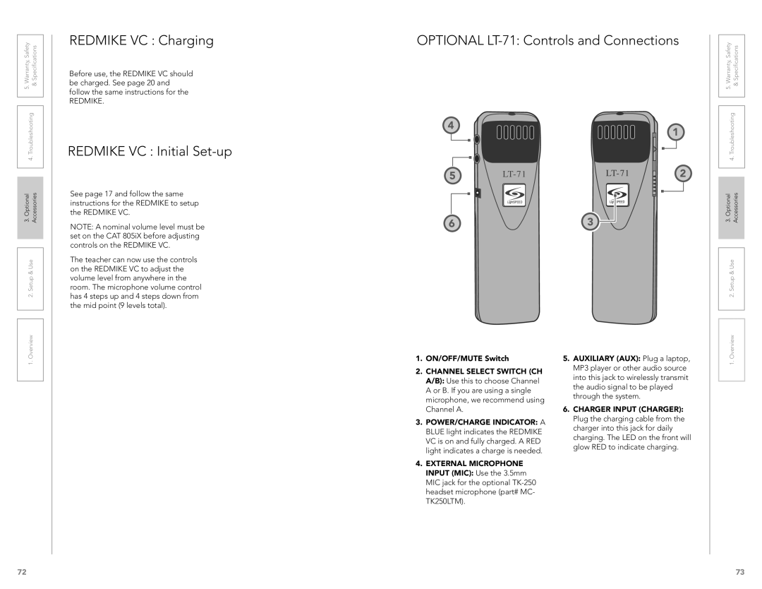 LightSpeed Technologies CAT 860 user manual Redmike VC Charging 