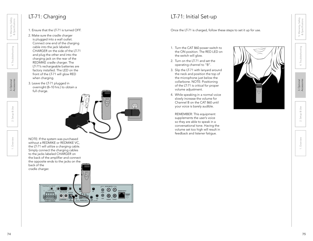 LightSpeed Technologies CAT 860 user manual LT-71 Charging, LT-71 Initial Set-up 