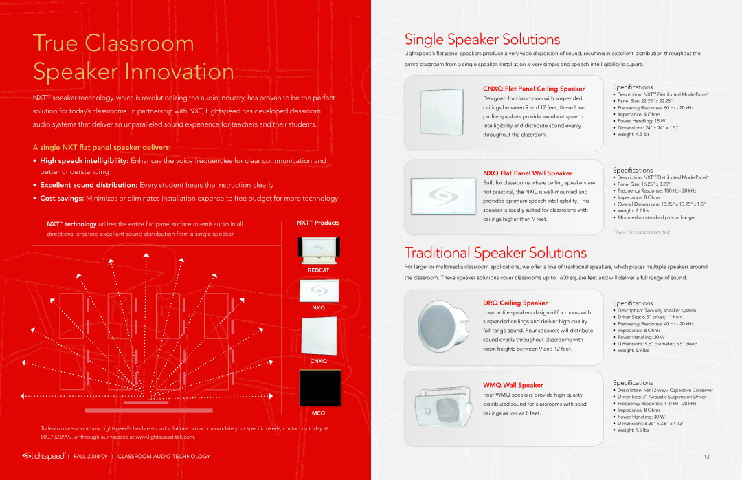 LightSpeed Technologies Classroom Audio Microphone manual True Classroom Speaker Innovation, Single Speaker Solutions 