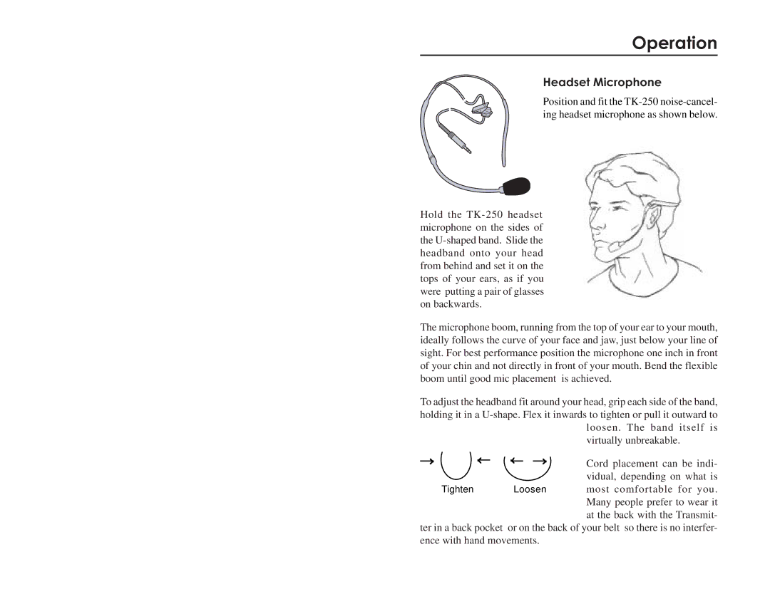 LightSpeed Technologies LES 370 Series user manual Headset Microphone 