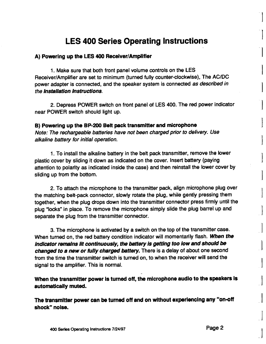 LightSpeed Technologies LES 400 Series manual 