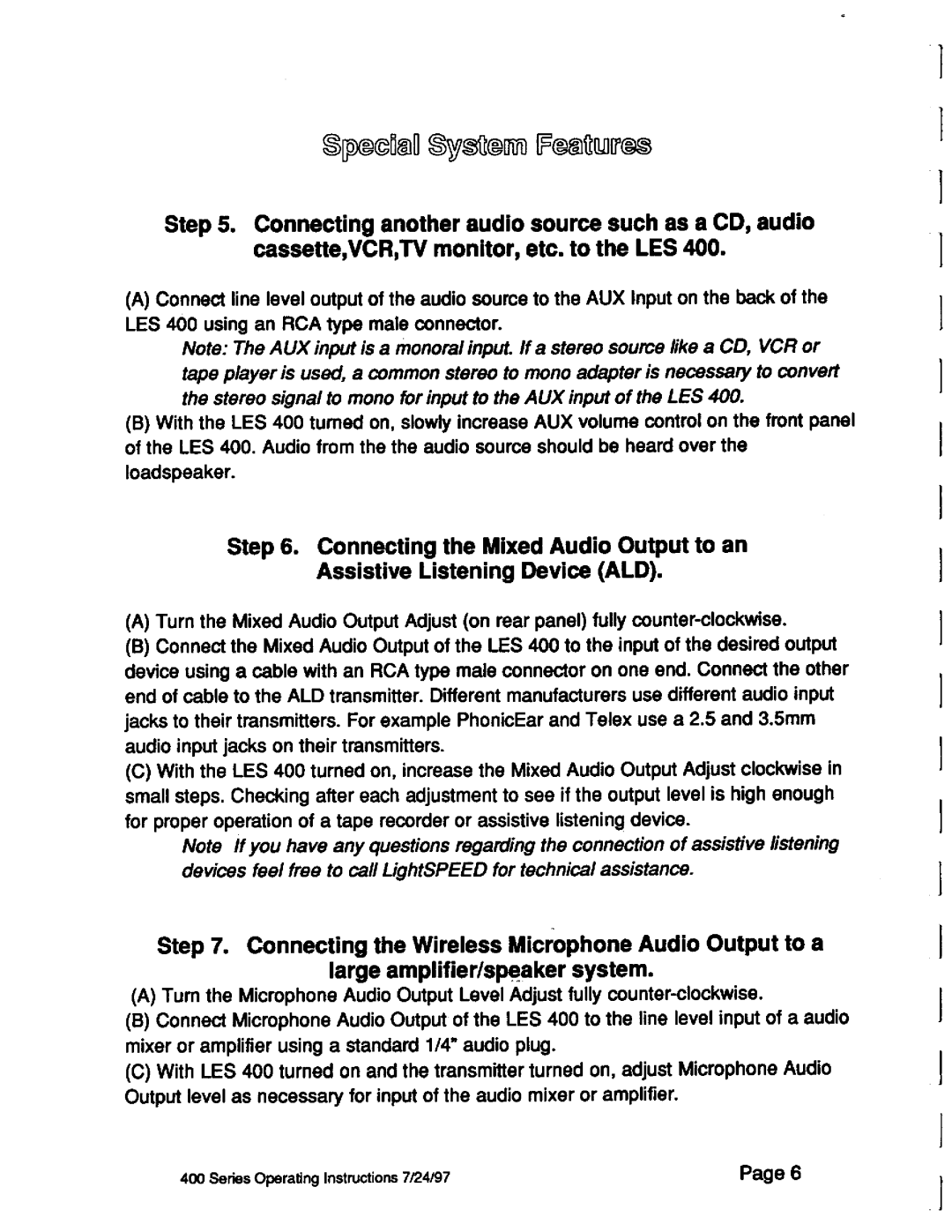 LightSpeed Technologies LES 400 Series manual 