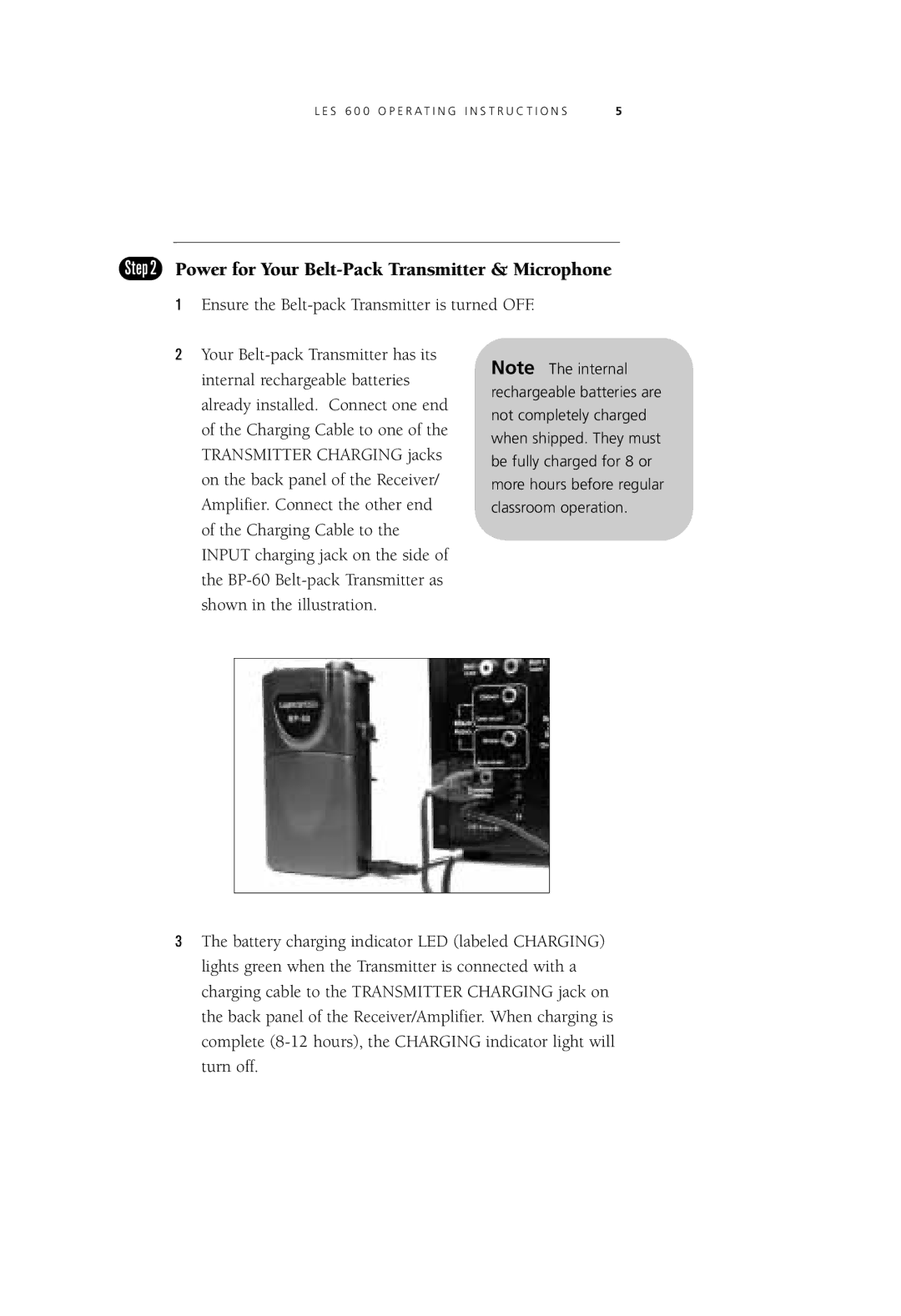 LightSpeed Technologies LES 600 Series user manual Power for Your Belt-Pack Transmitter & Microphone 