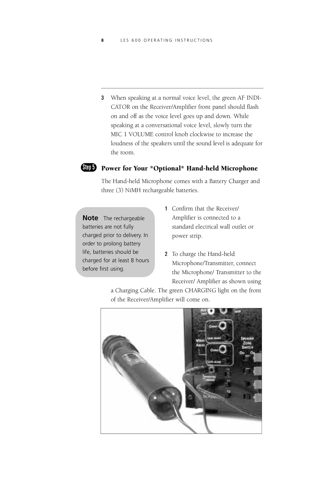 LightSpeed Technologies LES 600 Series user manual Power for Your *Optional* Hand-held Microphone 