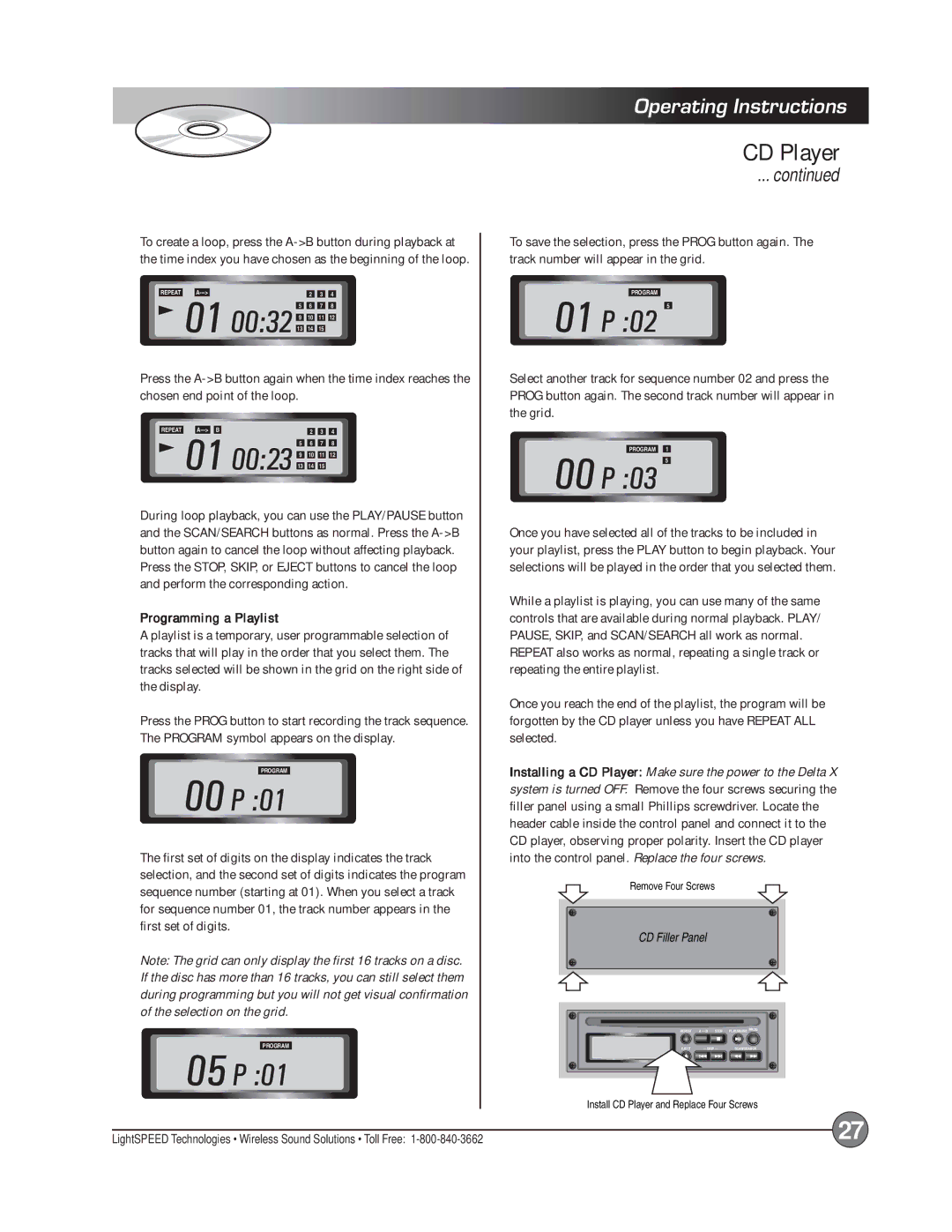 LightSpeed Technologies Delta X10, X12 manual 00P, Programming a Playlist 