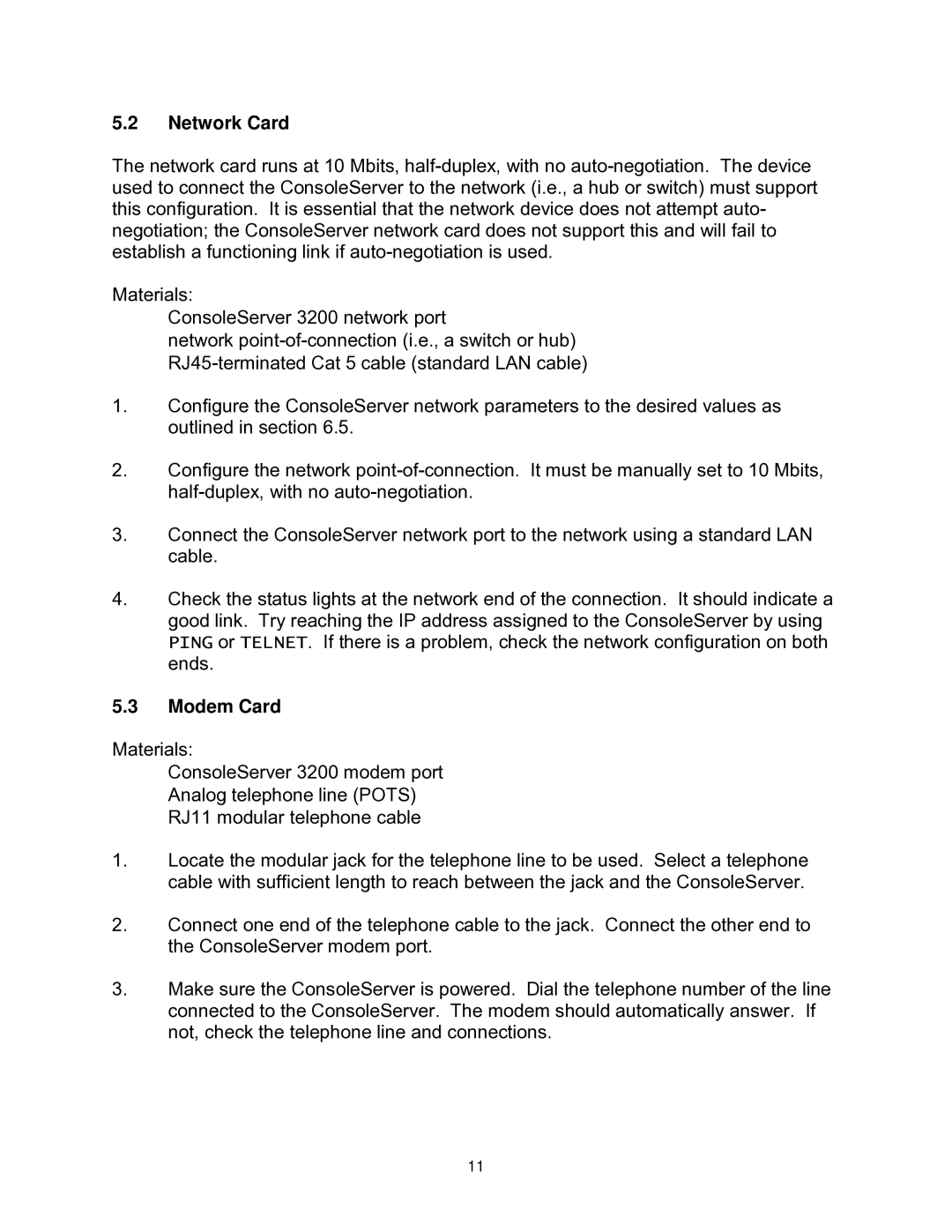 Lightwave Communications 3200 user manual Network Card, Modem Card 