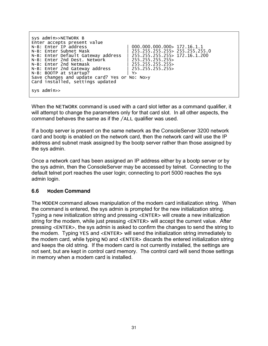 Lightwave Communications 3200 user manual Modem Command 