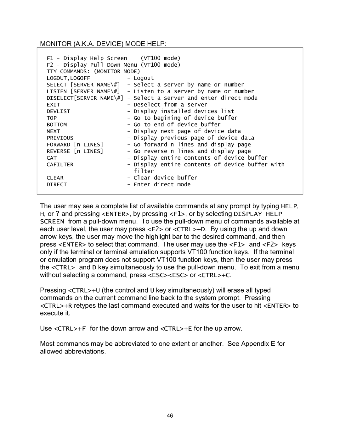 Lightwave Communications 3200 user manual Monitor A.K.A. Device Mode Help, Previous 