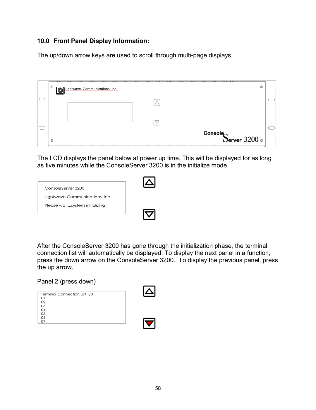 Lightwave Communications 3200 user manual Front Panel Display Information 