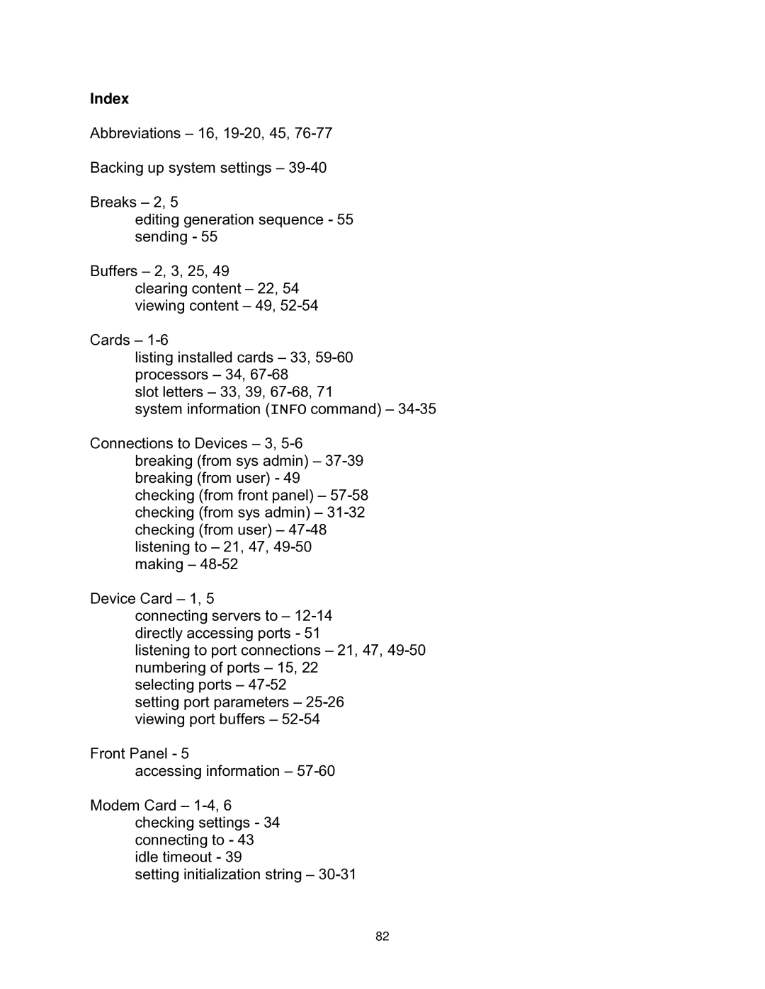 Lightwave Communications 3200 user manual Index 