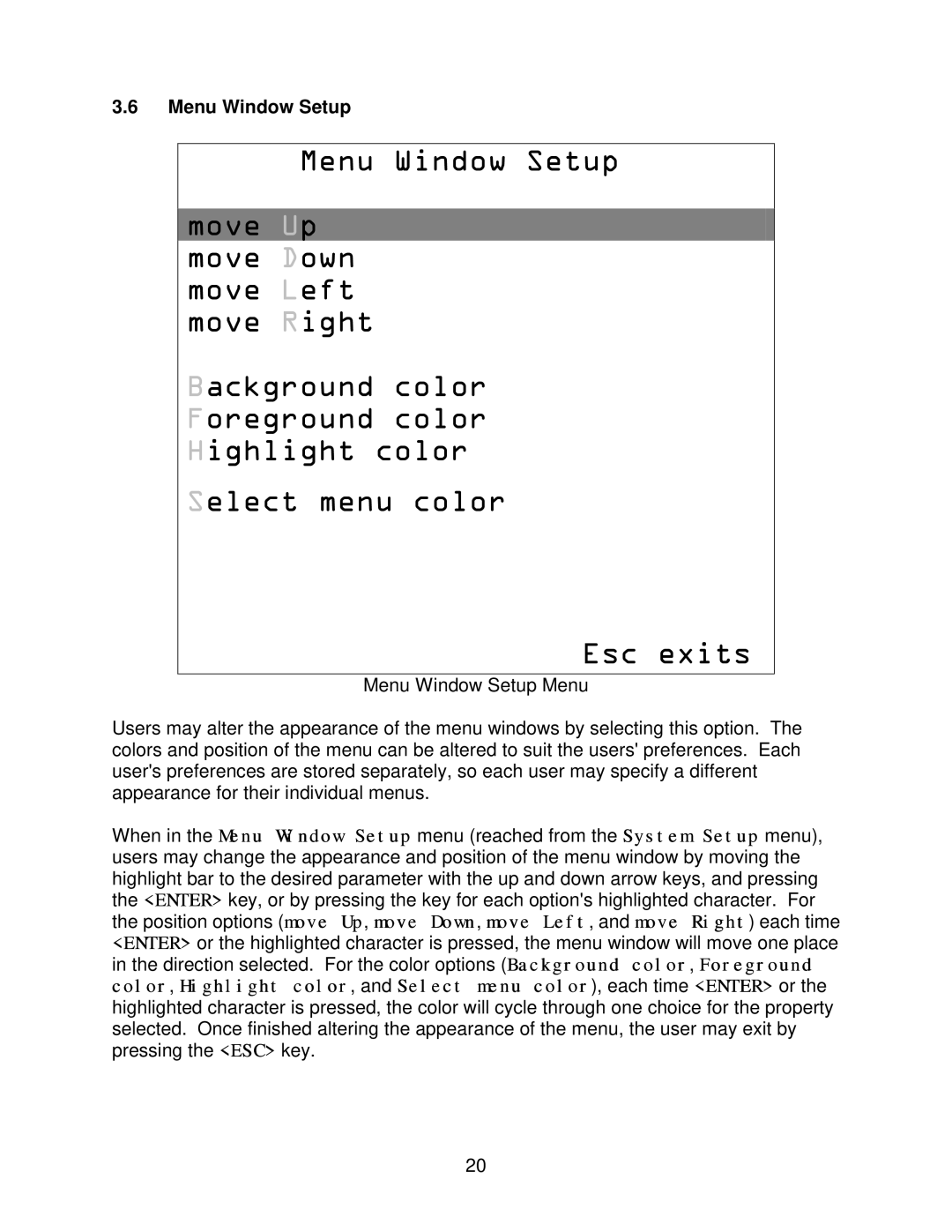 Lightwave Communications 8200 user manual Menu Window Setup 