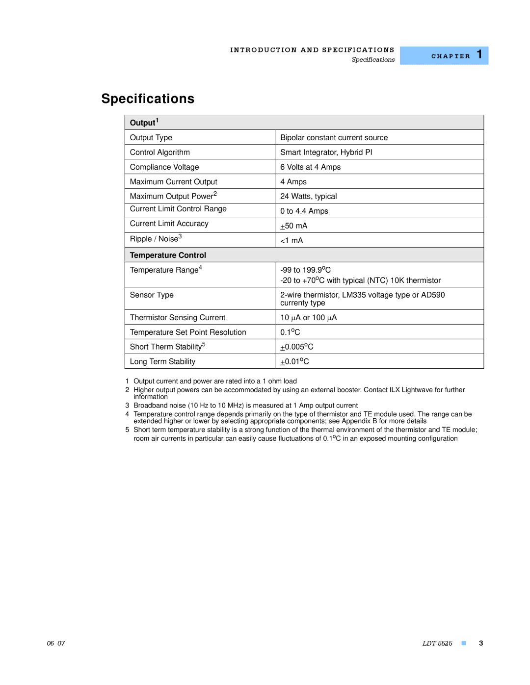 Lightwave Communications LDT-5525 manual Specifications, Output1 