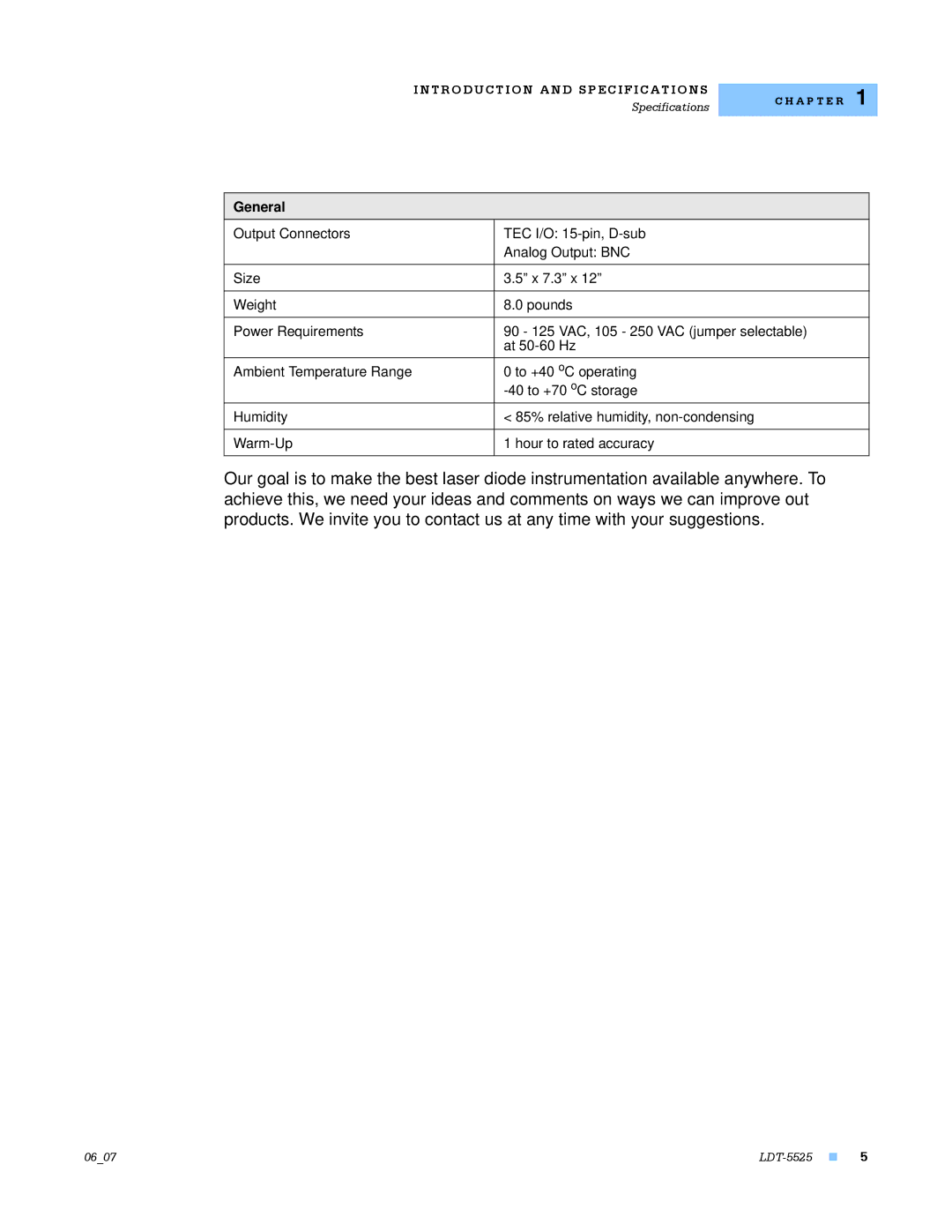 Lightwave Communications LDT-5525 manual General 