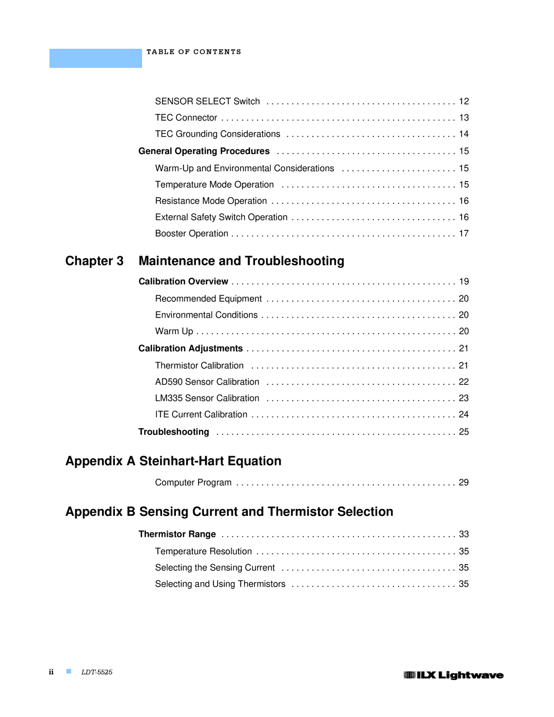 Lightwave Communications LDT-5525 manual Appendix a Steinhart-Hart Equation 