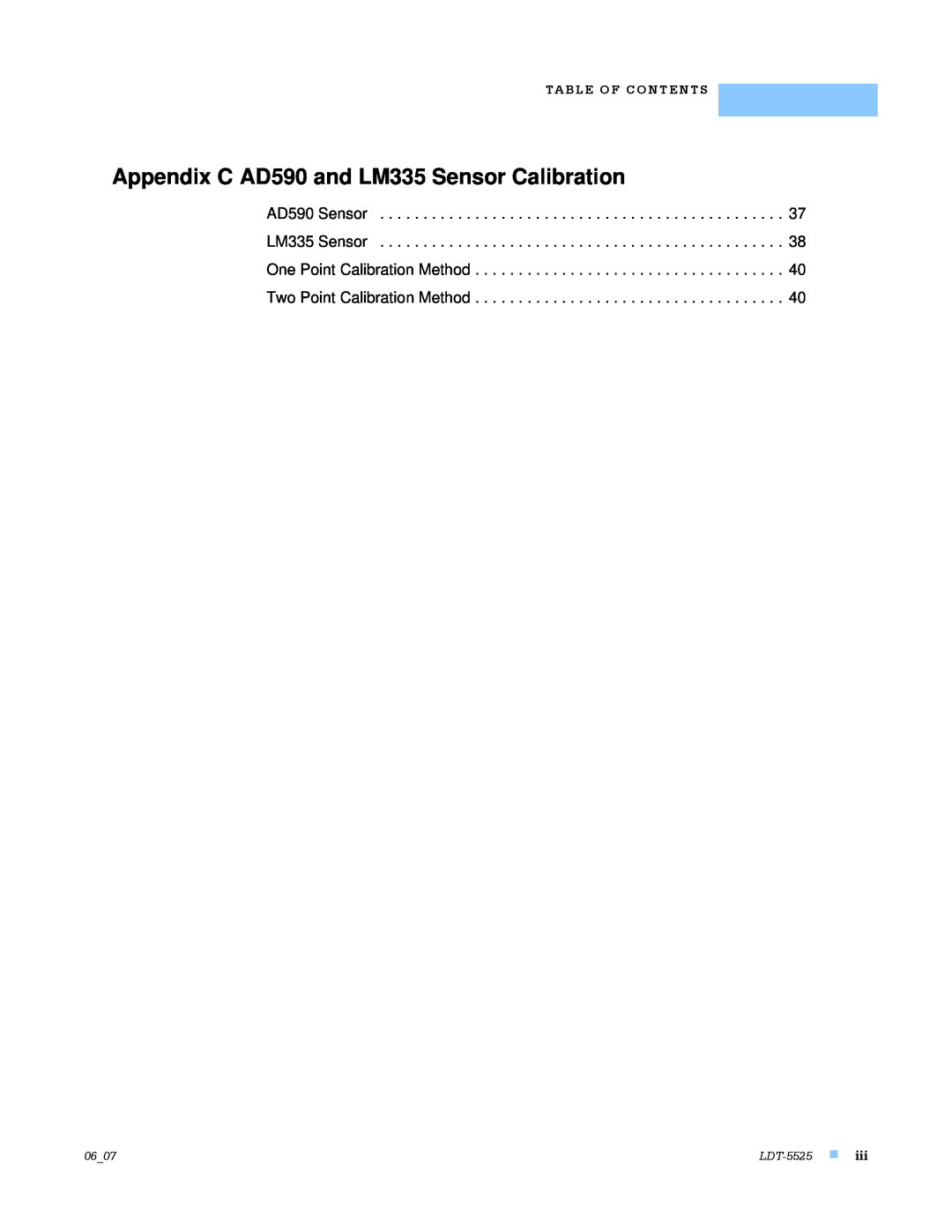 Lightwave Communications LDT-5525 manual Appendix C AD590 and LM335 Sensor Calibration, Two Point Calibration Method, 0607 