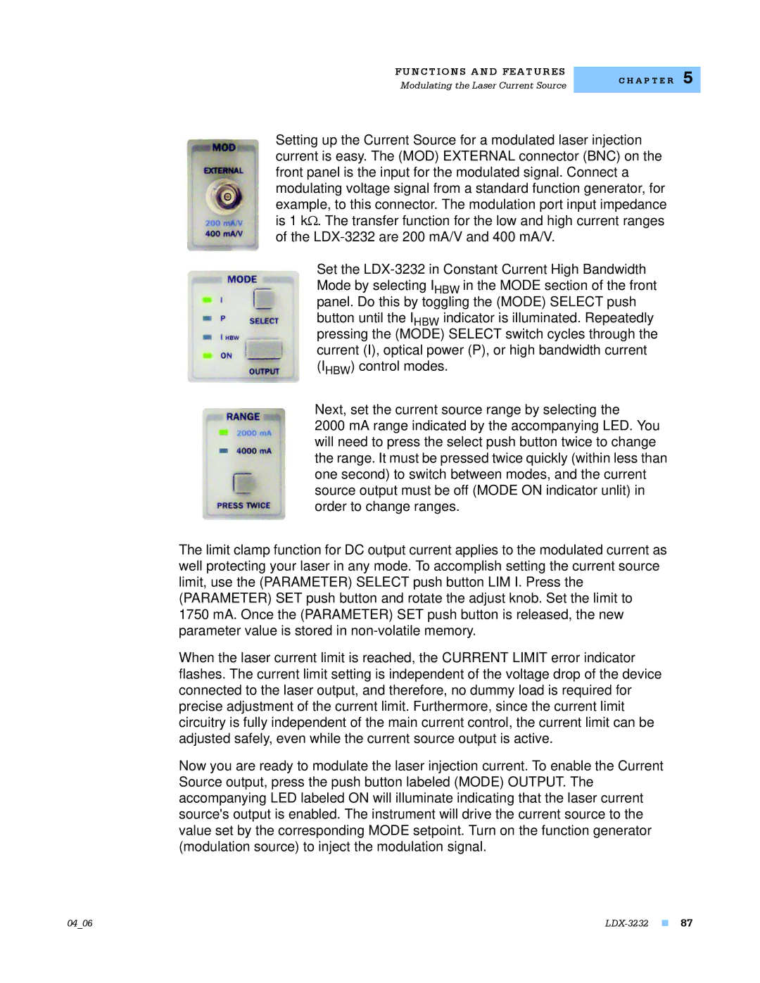 Lightwave Communications LDX-3232 manual Modulating the Laser Current Source 