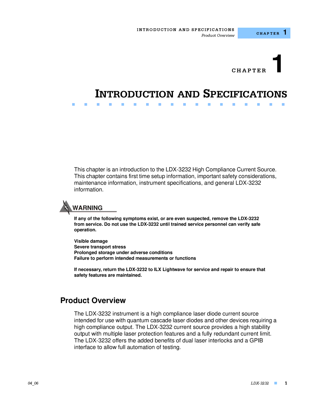 Lightwave Communications LDX-3232 manual Introduction and Specifications, Product Overview 