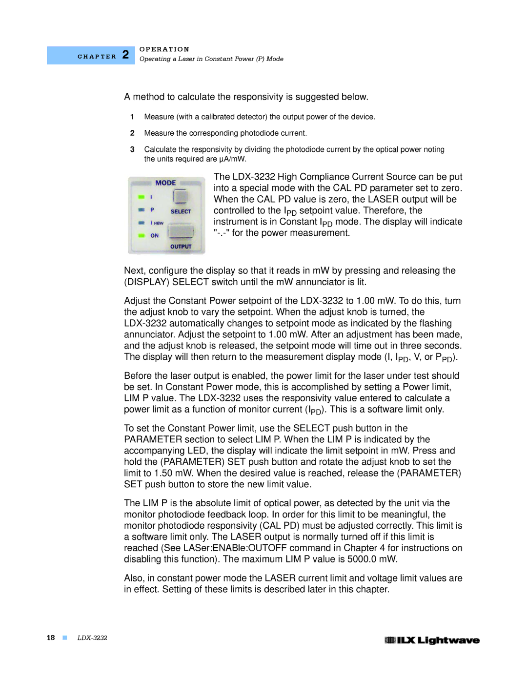 Lightwave Communications LDX-3232 manual Method to calculate the responsivity is suggested below 