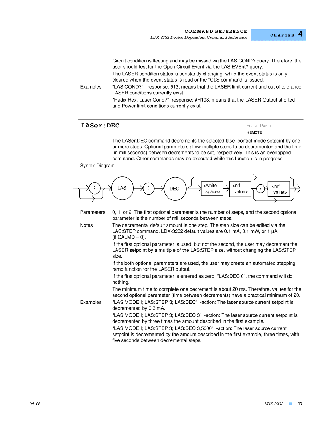 Lightwave Communications LDX-3232 manual LASerDEC 