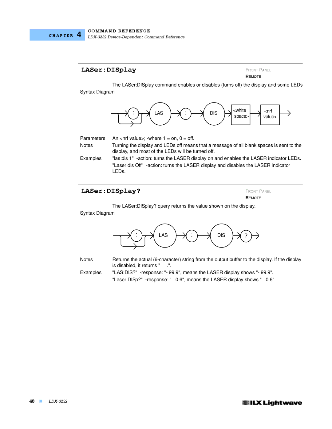 Lightwave Communications LDX-3232 manual LASerDISplay?, Las Dis, Lasdis? 