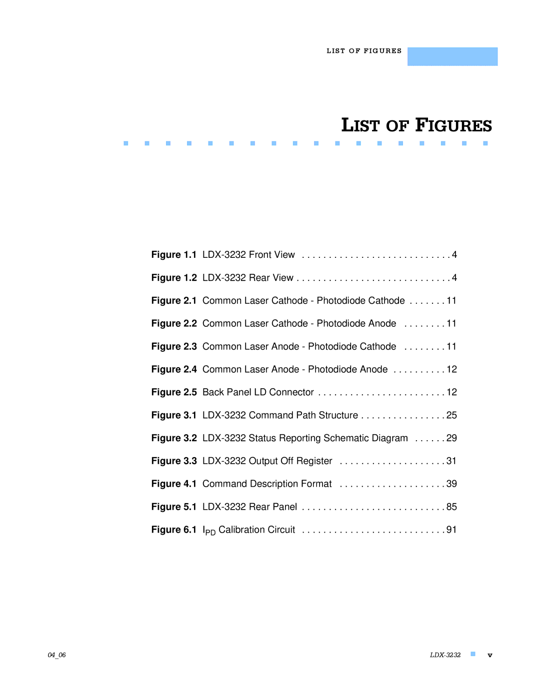 Lightwave Communications LDX-3232 manual List of Figures 