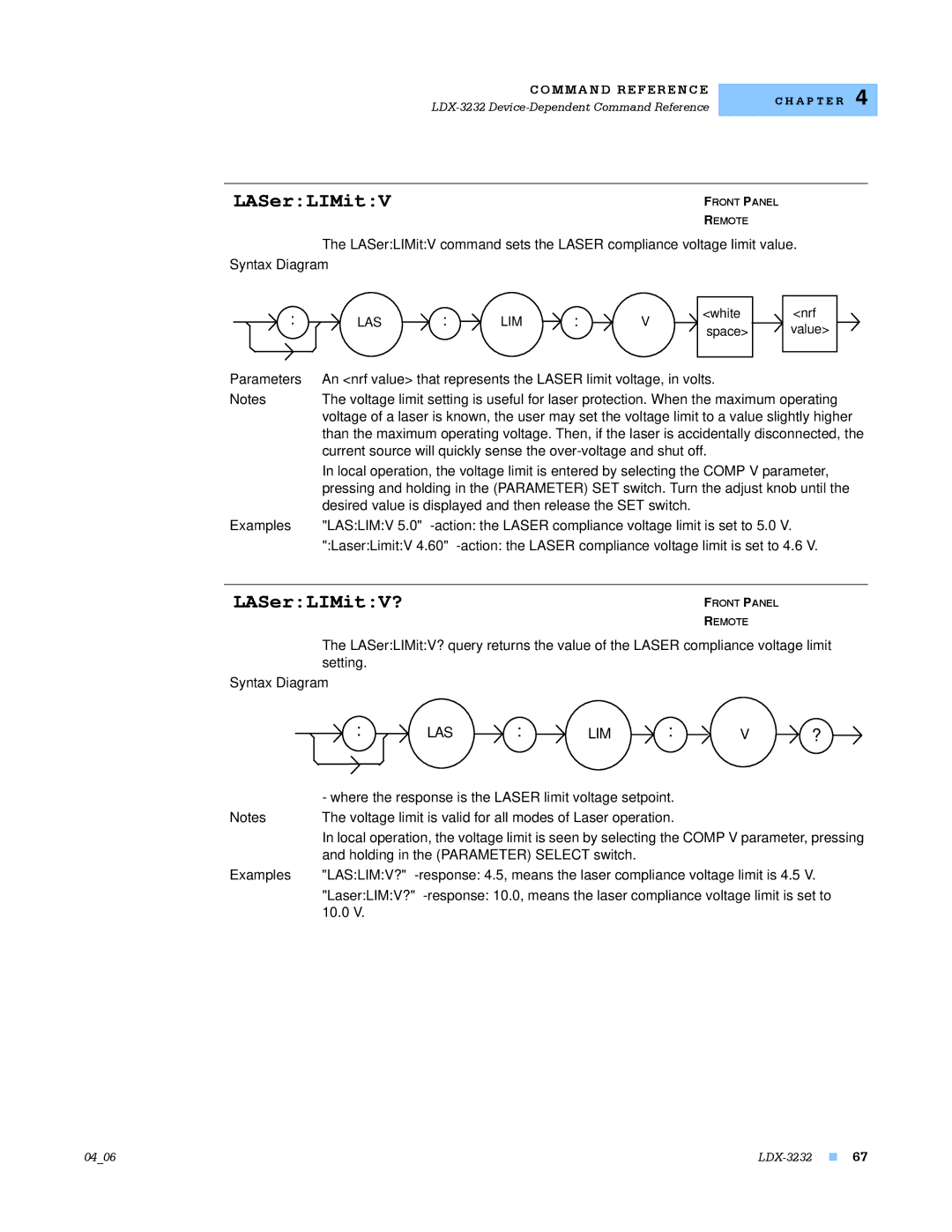 Lightwave Communications LDX-3232 manual LASerLIMitV? 