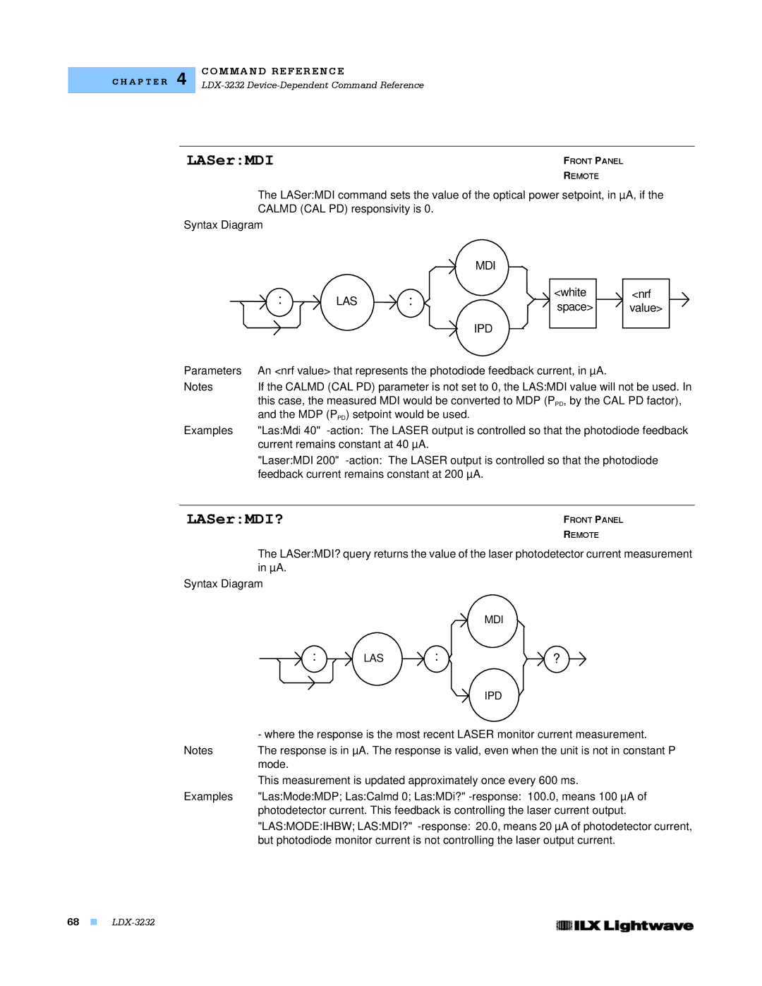 Lightwave Communications LDX-3232 manual LASerMDI?, Mdi Las Ipd, MDP P PD setpoint would be used 