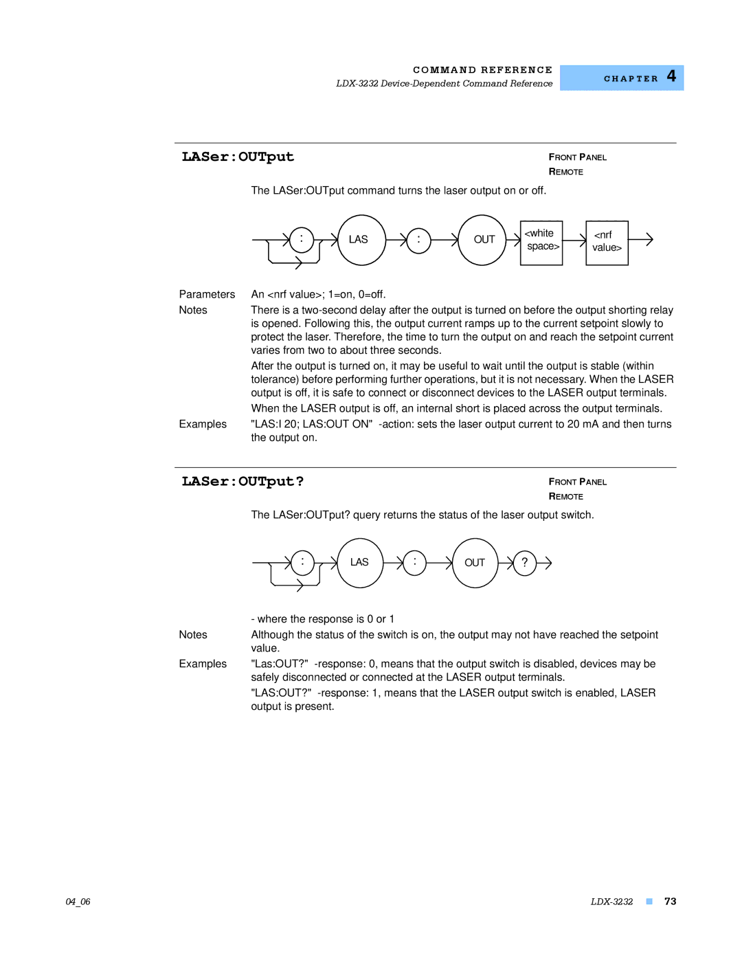 Lightwave Communications LDX-3232 manual LASerOUTput?, Las Out 