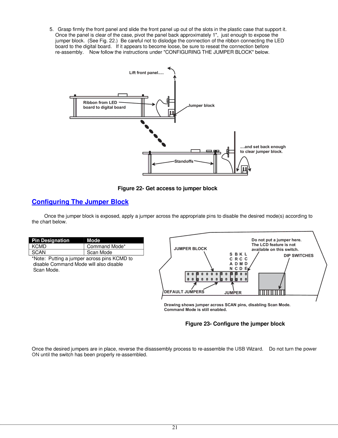 Lightwave Communications USB-Wizard manual Configuring The Jumper Block, Get access to jumper block 