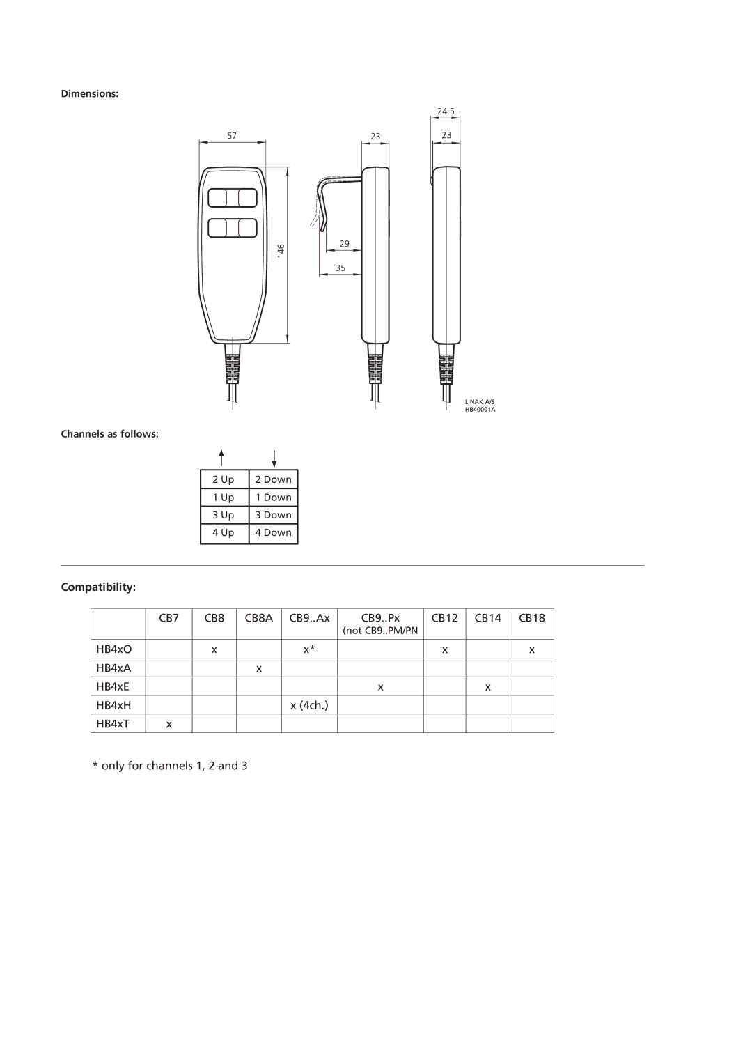 Linak HB40 manual Compatibility, CB7 CB8 CB8A 