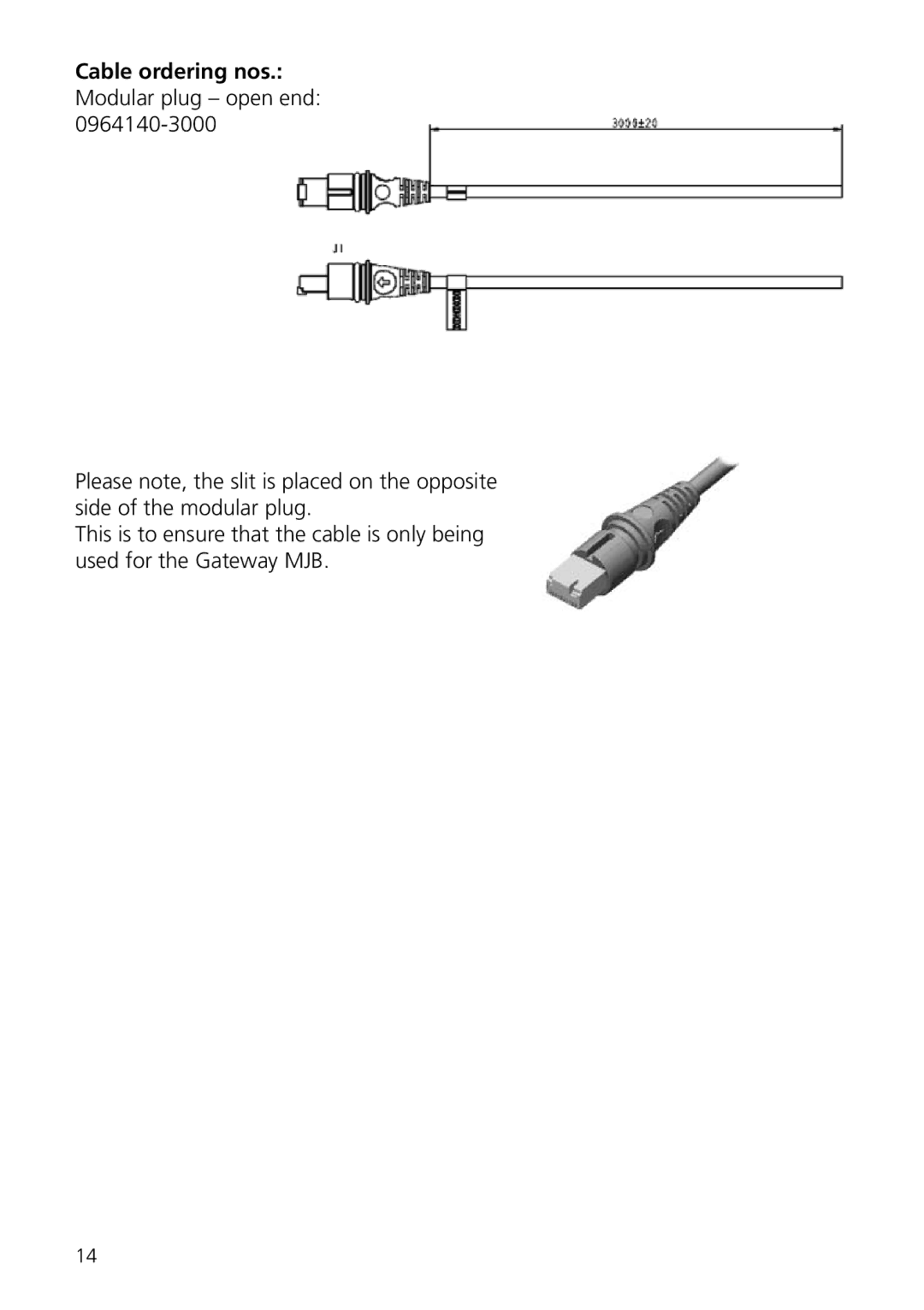 Linak MJB user manual Cable ordering nos. Modular plug open end 