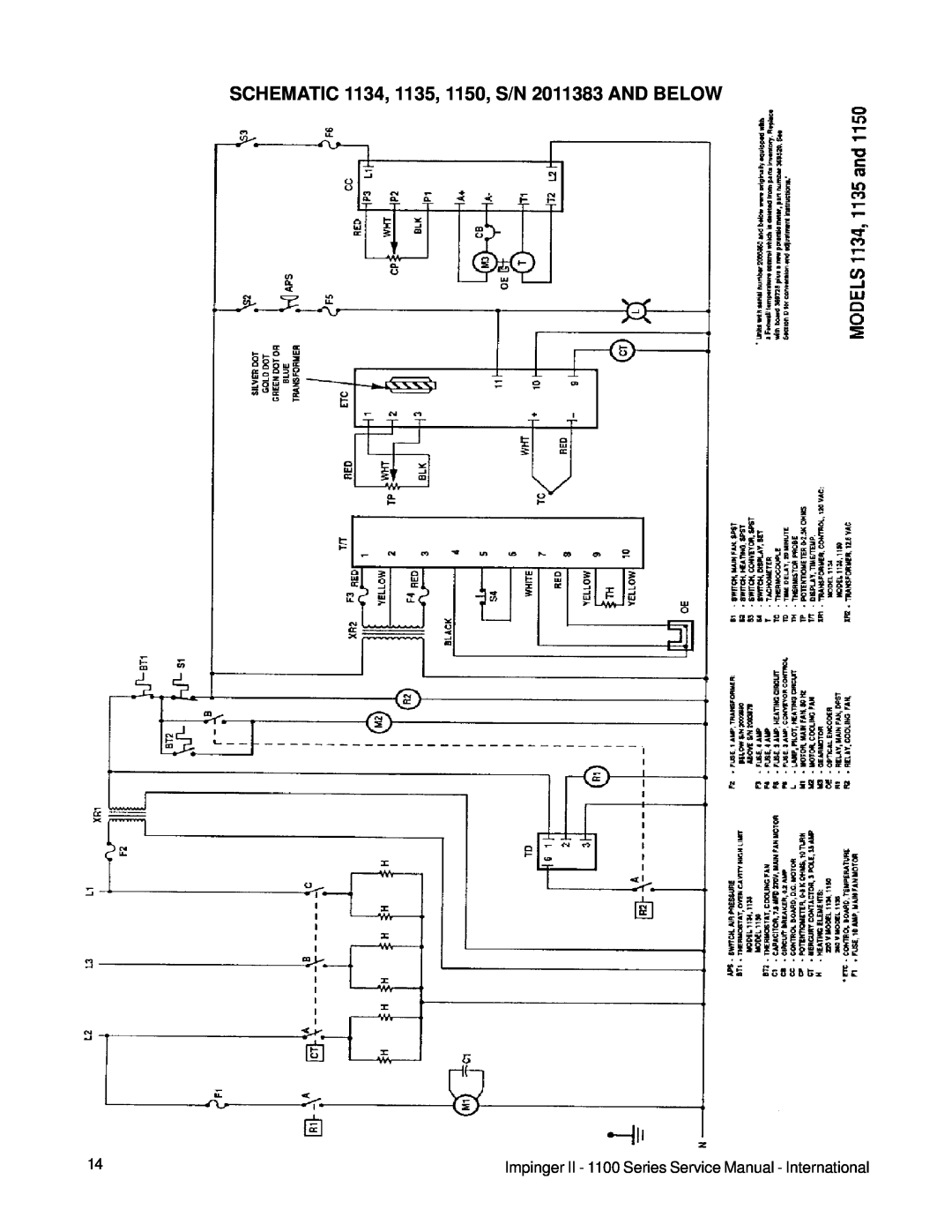 Lincoln 1100 Series service manual SCHEMATIC 1134, 1135, 1150, S/N 2011383 AND BELOW 